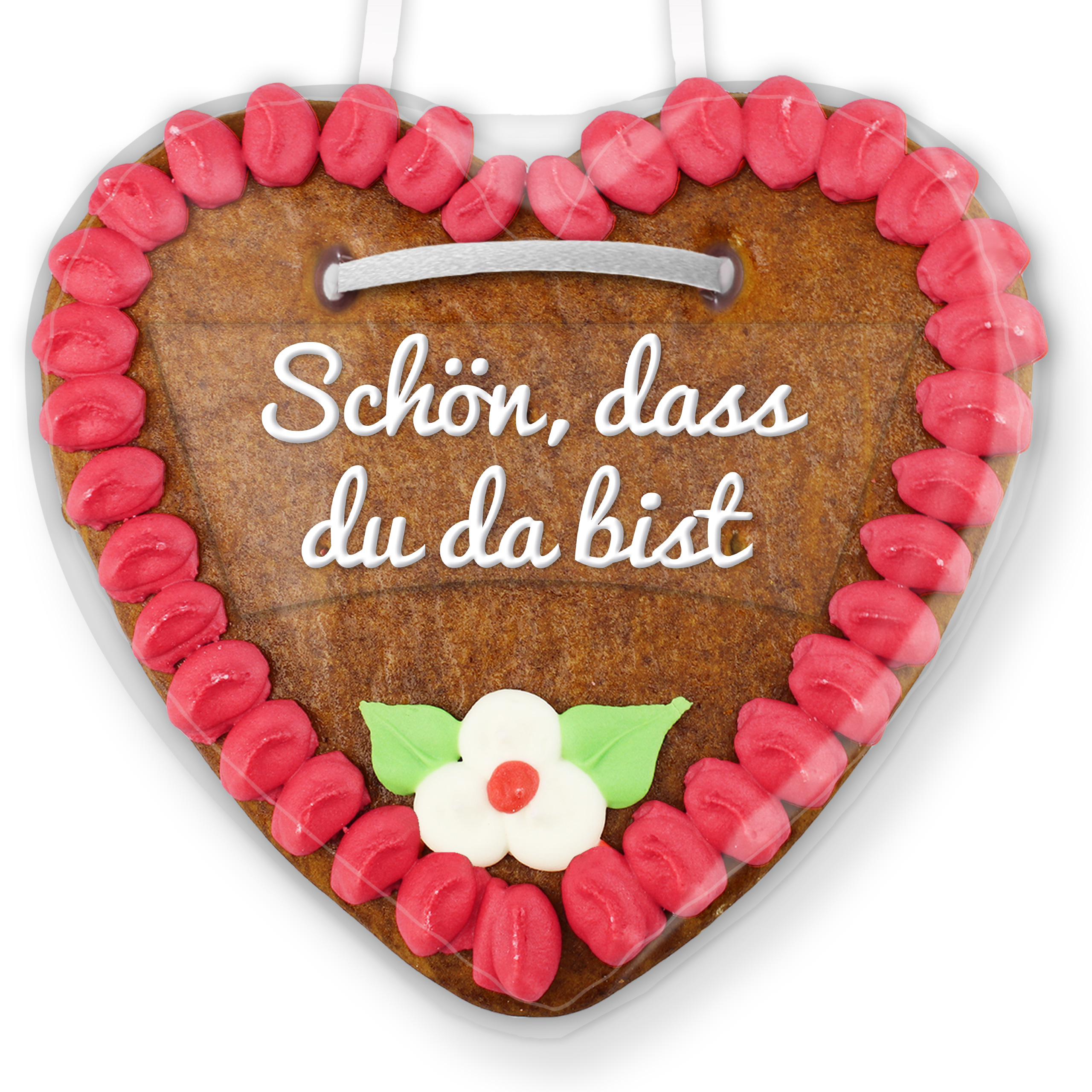 Lebkuchenherz mit Text Aufkleber 14cm Schön dass du da bist