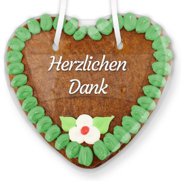 Lebkuchenherz Mit Text Aufkleber 14cm Herzlichen Dank Grun Zum Verschenken Lebkuchen Welt